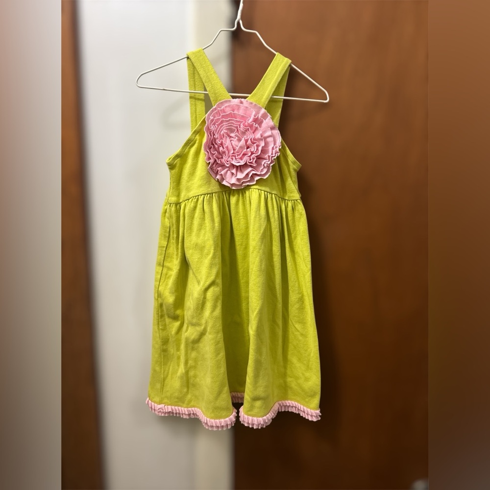 SAM AND SYDNEY Sundress Green with Pink Bow Size 4
